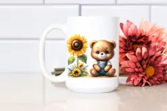 Funny Baby Bear Sunflower | Sublimation | Clipart Product Image 2