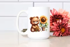 Funny Baby Bear Sunflower | Sublimation | Clipart Product Image 2