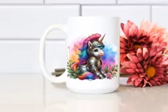 Colorful Baby Unicorn in Knight's Armor, Transparent PNG Product Image 2