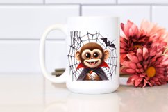 Watercolor Funny Monkey Spider Web Fangs Sublimation Clipart Product Image 2