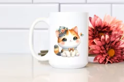 Watercolor Cute Cat Whimsical PNG Product Image 2