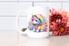 Colorful Baby Unicorn in Raincoat, PNG Product Image 2
