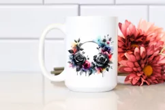 Colorful Watercolor Abstract with Black Roses | Sublimation Product Image 2