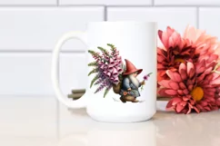 Gnome with Foxglove Flower Bouquet Watercolor | Clipart Product Image 2