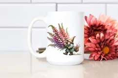 Gnome with Foxglove Flower Bouquet Watercolor | Clipart Product Image 2