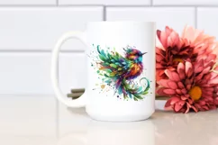 Abstract Bird with Plant Leaves, PNG Product Image 2