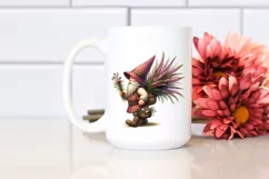 Gnome with Heather Flower Bouquet Watercolor | Clipart Product Image 2
