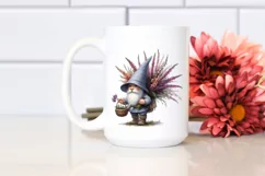 Gnome with Heather Flower Bouquet Watercolor | Clipart Product Image 2