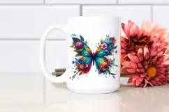 Vibrant Watercolor Butterfly with Flowers Product Image 2