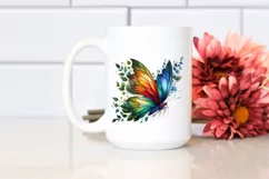Vibrant Watercolor Butterfly with Flowers Product Image 2
