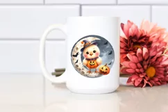 Cute Chicken Halloween Moon Watercolor PNG Product Image 2