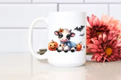Cute Cow in Halloween Scene Sublimation Clipart Product Image 2