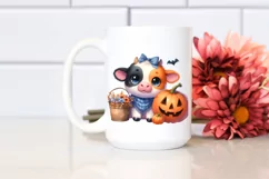 Cute Cow in Halloween Scene Sublimation Clipart Product Image 2