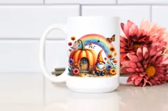 Autumn Gnome House with Colorful Flowers | Sublimation | Product Image 2