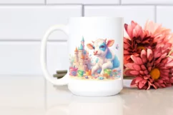 Colorful Baby Cow Building Sandcastle, PNG Product Image 2