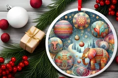 Round Christmas Ornament Sublimation|Clipart Product Image 2