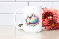 Pastel Swan Sleeping in Flower | Sublimation | Clipart Product Image 2