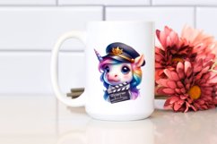 Colorful Baby Unicorn in Director&#039;s Cap, PNG Product Image 2
