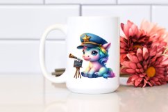 Colorful Baby Unicorn in Director&#039;s Cap, PNG Product Image 2