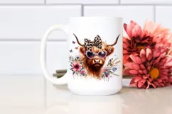 Elegant Highland Cow with Bow Sunglasses, PNG Product Image 2