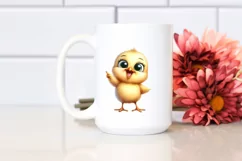 Watercolor Funny Baby Chick Standing with Big Eyes and Goofy Product Image 2