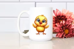 Watercolor Funny Baby Chick Standing with Big Eyes and Goofy Product Image 2