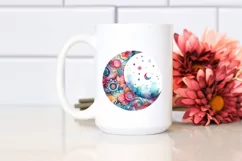Colorful Watercolor Wimsical Moon | Sublimation | Clipart Product Image 2