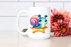 Cute Watercolor Snail on Star | Sublimation | Clipart Product Image 2