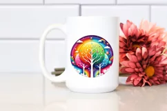 Colorful Watercolor Wimsical Rainbow Trees Clipart Product Image 2
