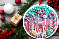 Round Christmas Ornament Sublimation|Clipart Product Image 1
