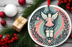 Round Christmas Ornament Sublimation|Clipart Product Image 1