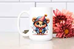 Watercolor Baby Bear with Party Hat | Sublimation | Clipart Product Image 2