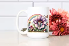 Watercolor Illustration Fairy House Rainbow Clipart Product Image 2