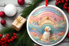 Colorful Pastel Round Scene with Dog and Material JPEG Product Image 2