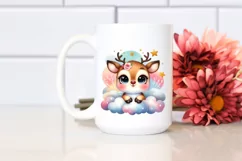 Colorful Watercolor Smiling Reindeer | Clipart Product Image 2