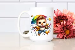 Watercolor Vibrant Chicken Jumping PNG Product Image 2