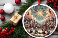 Round Christmas Ornament Sublimation|Clipart Product Image 2