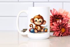 Vibrant Brownish Watercolor Plush Monkey | Clipart Product Image 2