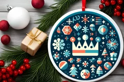 Round Christmas Ornament Sublimation|Clipart Product Image 1