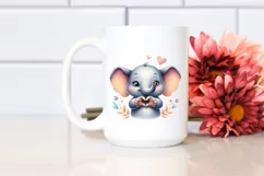 Vibrant Elephant Portrait Love Sign Clipart Product Image 2