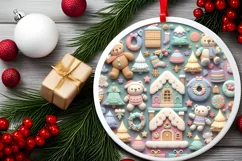 Colorful Pastel Round Christmas Scene with Bear 3D Material Product Image 2