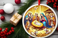 Round Christmas Ornament Sublimation|Clipart Product Image 1