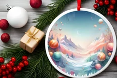 Round Christmas Ornament Sublimation|Clipart Product Image 2