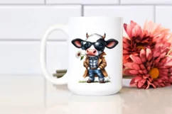 Funny Standing Cow with Sunglasses in Raincoat | Sublimation Product Image 2