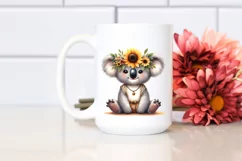 Funny Baby Koala Sunflower Wreath Clipart Product Image 2