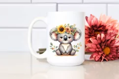 Funny Baby Koala Sunflower Wreath Clipart Product Image 2