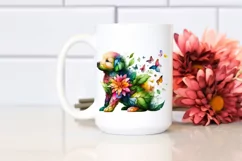Vibrant Watercolor Puppy with Flowers Product Image 2