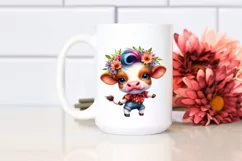 Watercolor Vibrant Cow Dancing PNG Product Image 2