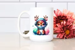 Colorful Cute Deer Astronaut | Sublimation Clipart Product Image 2