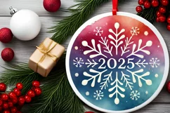 Round Christmas Ornament Sublimation|Clipart Product Image 2